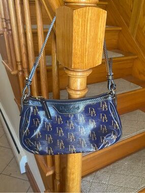 Dooney & Bourke Navy and Gold Signature Mini Shoulder Bag